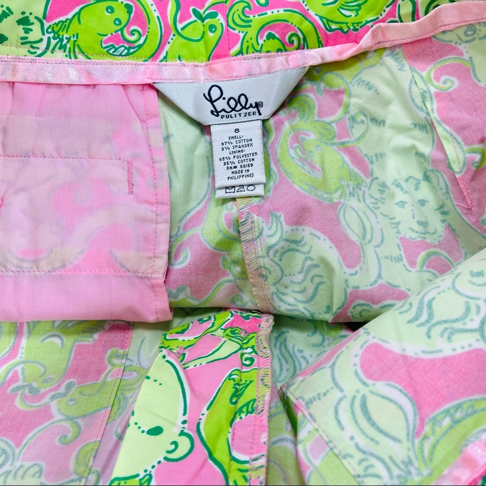 Lilly Pulitzer green lion fish wide leg capris. 8 - Picture 7 of 11
